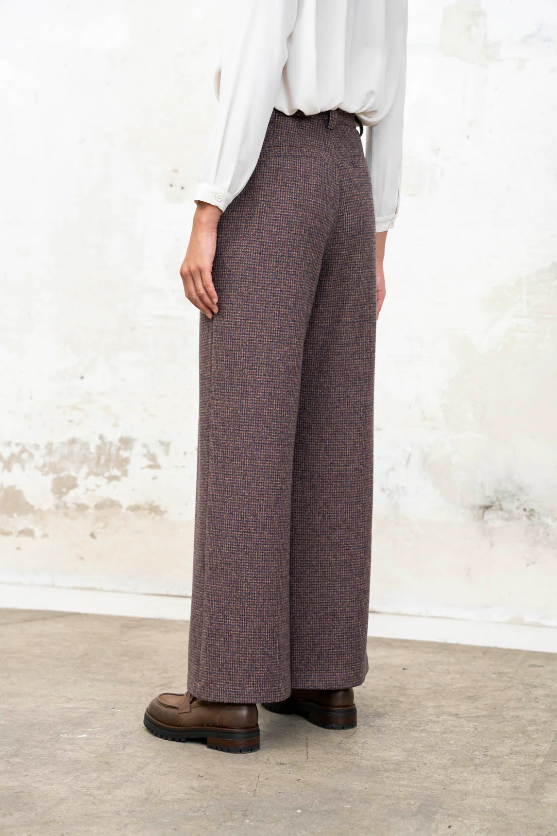 Burgunderrot karierte Hose „Aretha“ von Rivera-Spanien