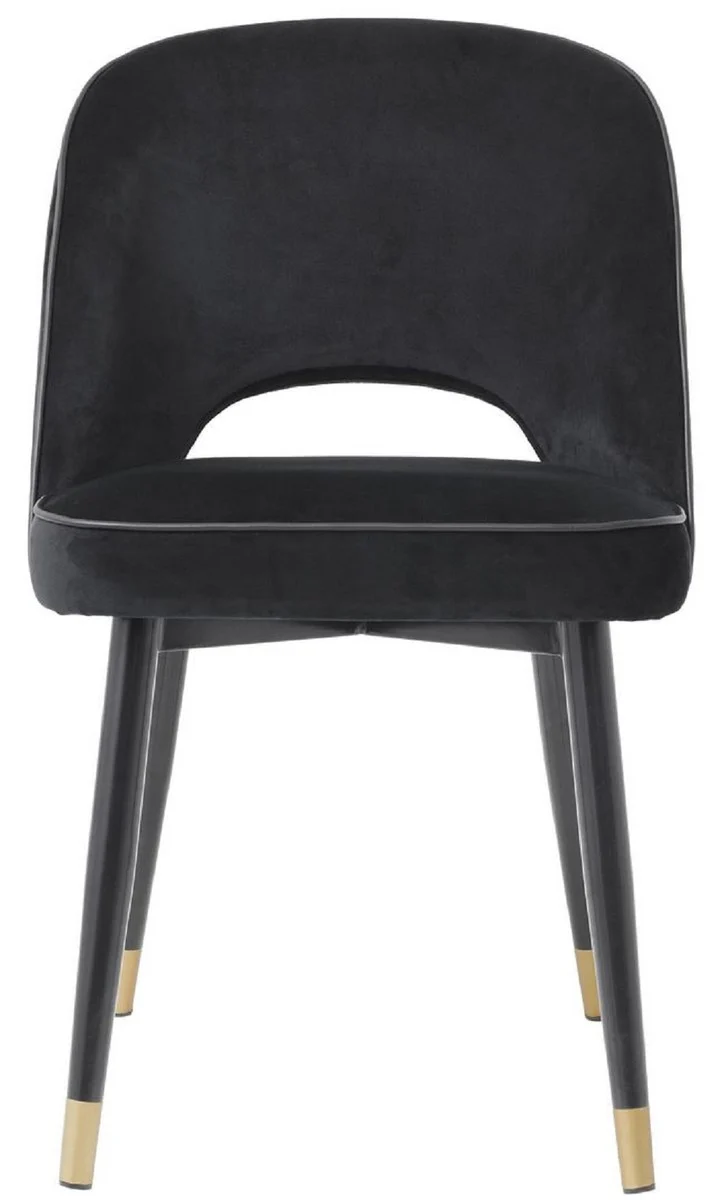 Luxury dining room chair set black / brass 53 x 56 x H. 84 cm - Dining room chairs with elegant velvet fabric - Dining room furniture