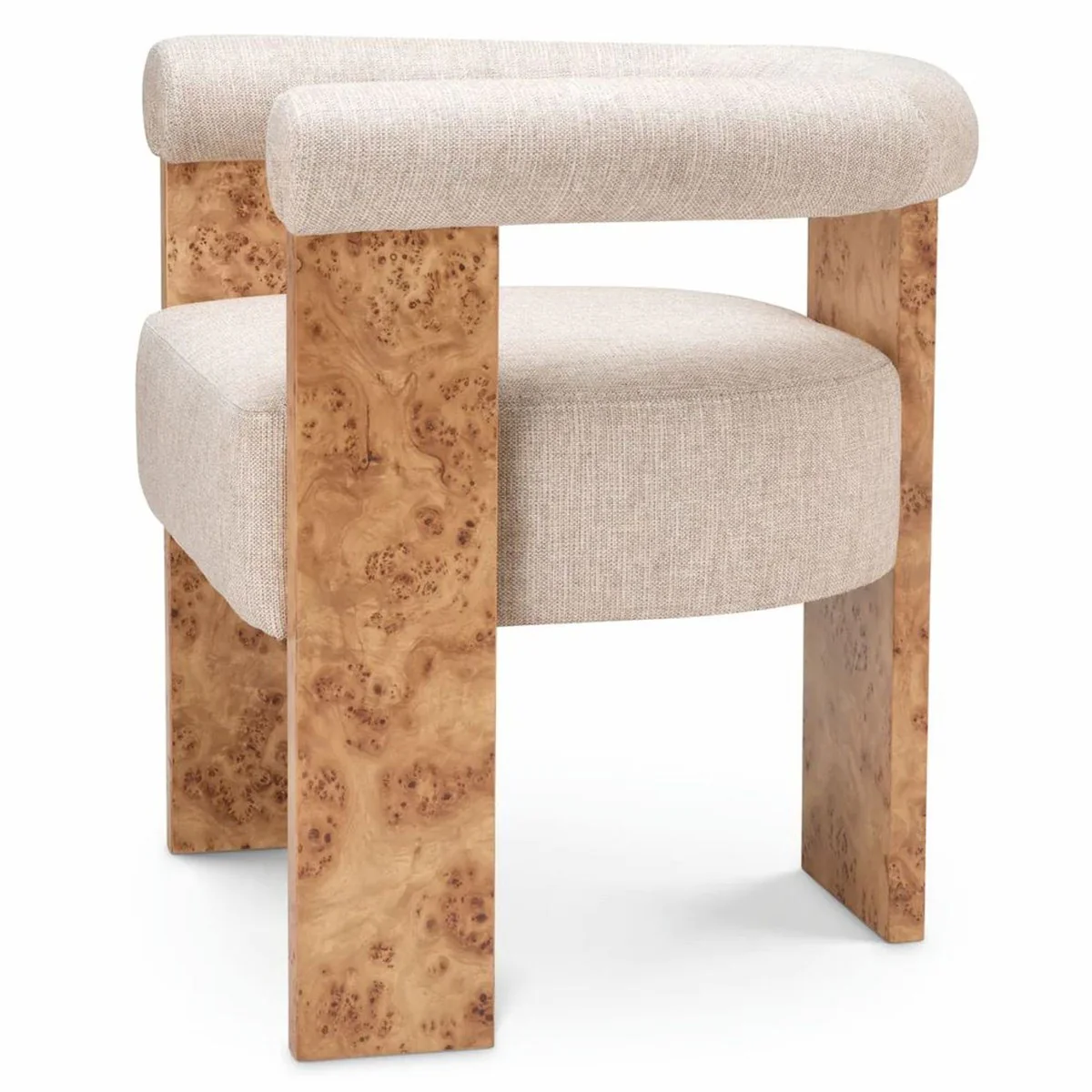 Luxury dining room chair with armrests natural color / light brown