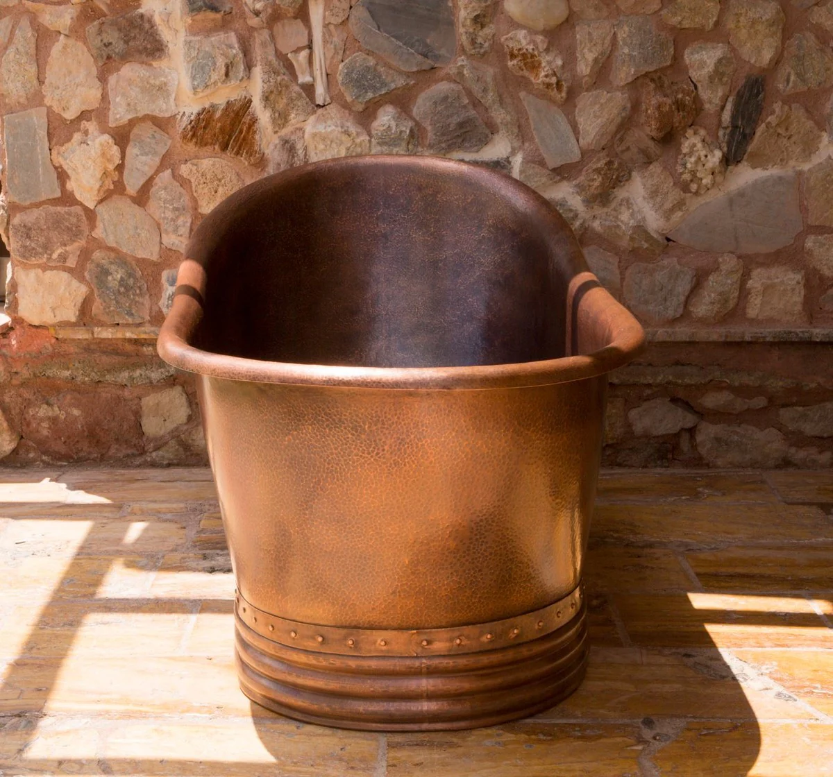 Luxury Art Nouveau copper bathtub 170 x 84 x H. 81 cm - Freestanding retro bathtub - Rustic copper bathroom furniture