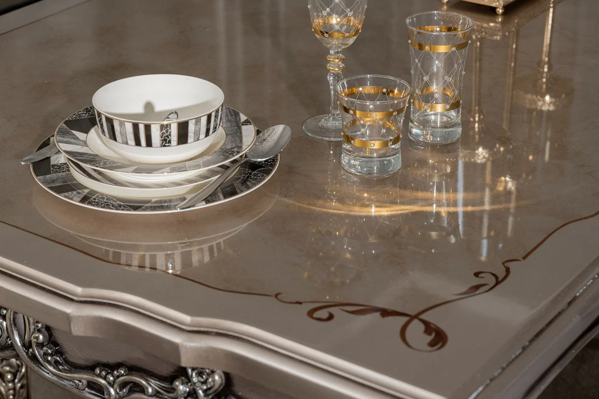 Luxury Baroque Dining Table Silver - Rectangular Baroque Style Kitchen Table - Luxury Dining Room Furniture in Baroque Style - Baroque Dining Room Furniture - Baroque Furnishings