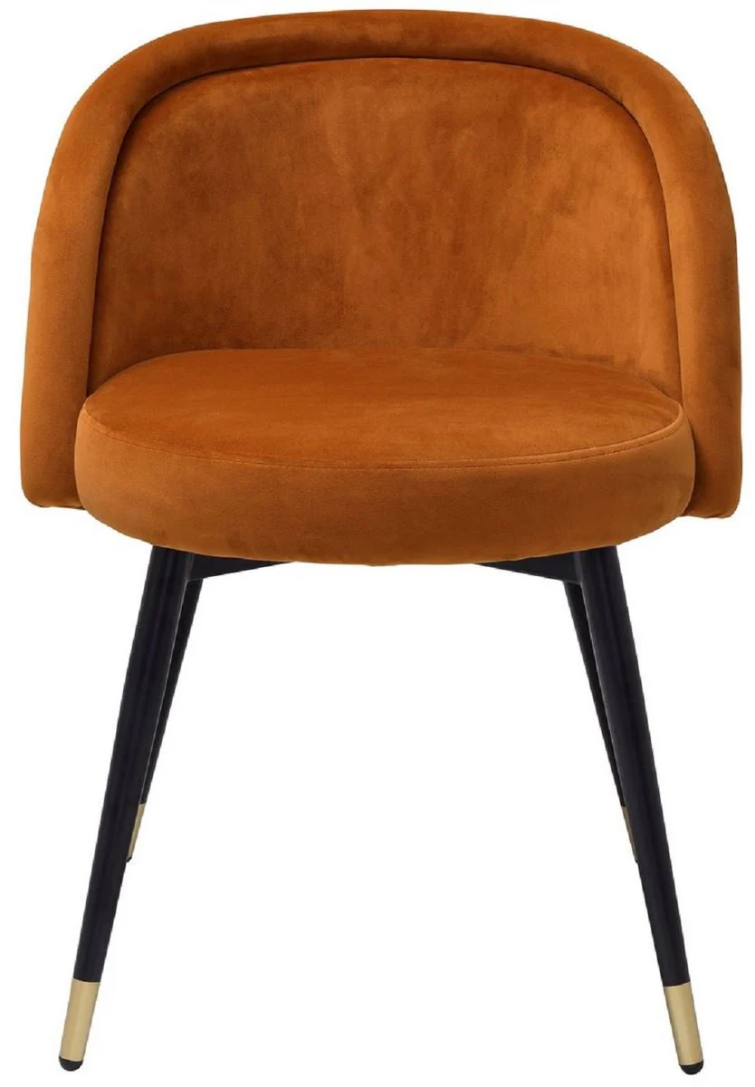 Luxury dining room chair set orange / black / brass 57.5 x 58 x H. 77 cm - Noble dining room chairs - Luxury dining room furniture