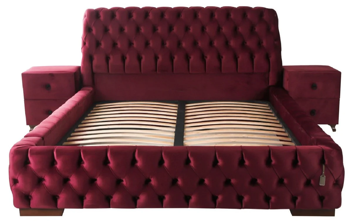 Luxury Chesterfield Double Bed Pink / Brown - Various Sizes - Modern Bed with Mattress - Chesterfield Bedroom Furniture