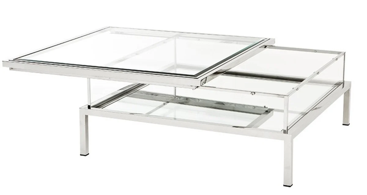 Luxury Art Deco designer coffee table polished stainless steel with mirror glass - luxury collection