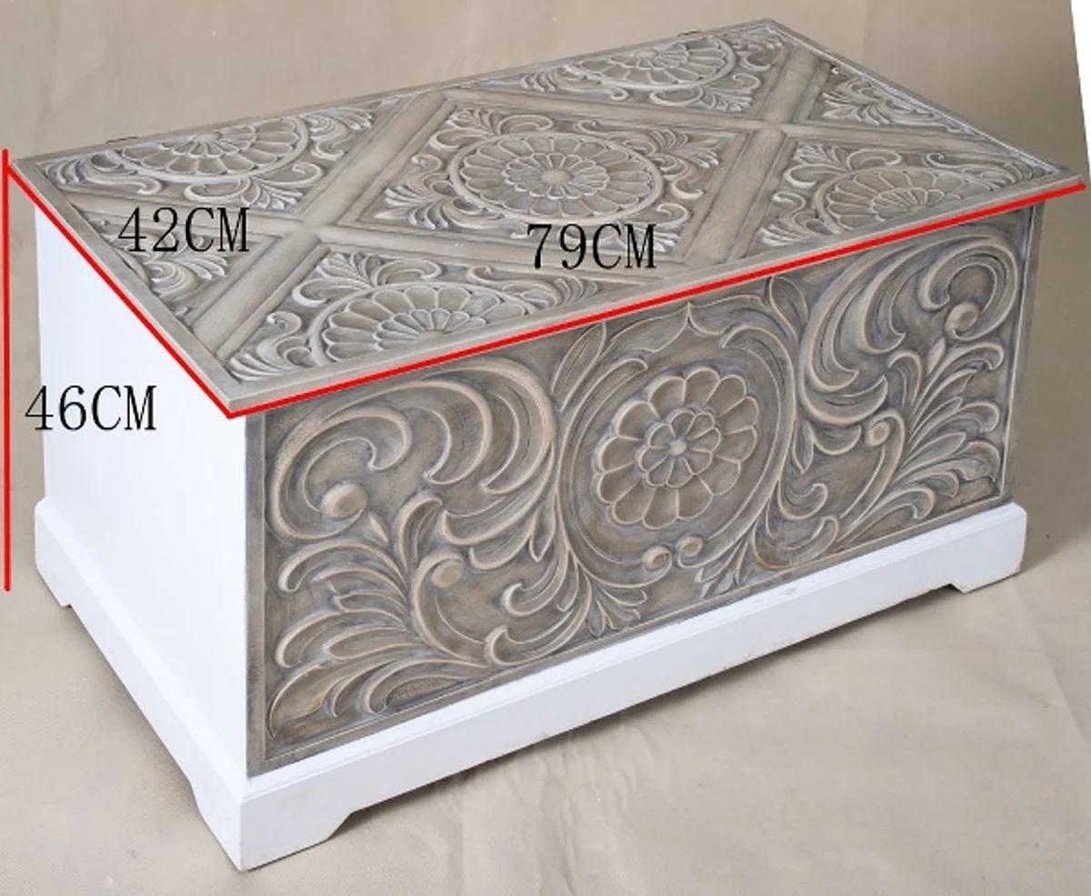 Country house style chest white / brown 79 x 42 x H. 46 cm - Handcrafted country house style wooden chest