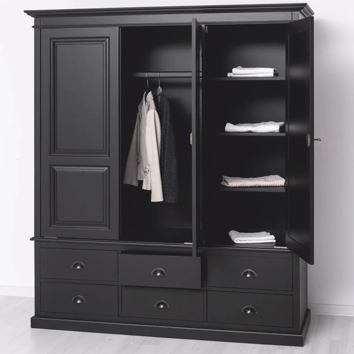 Country house style bedroom cupboard black 174 cm - bedroom furniture