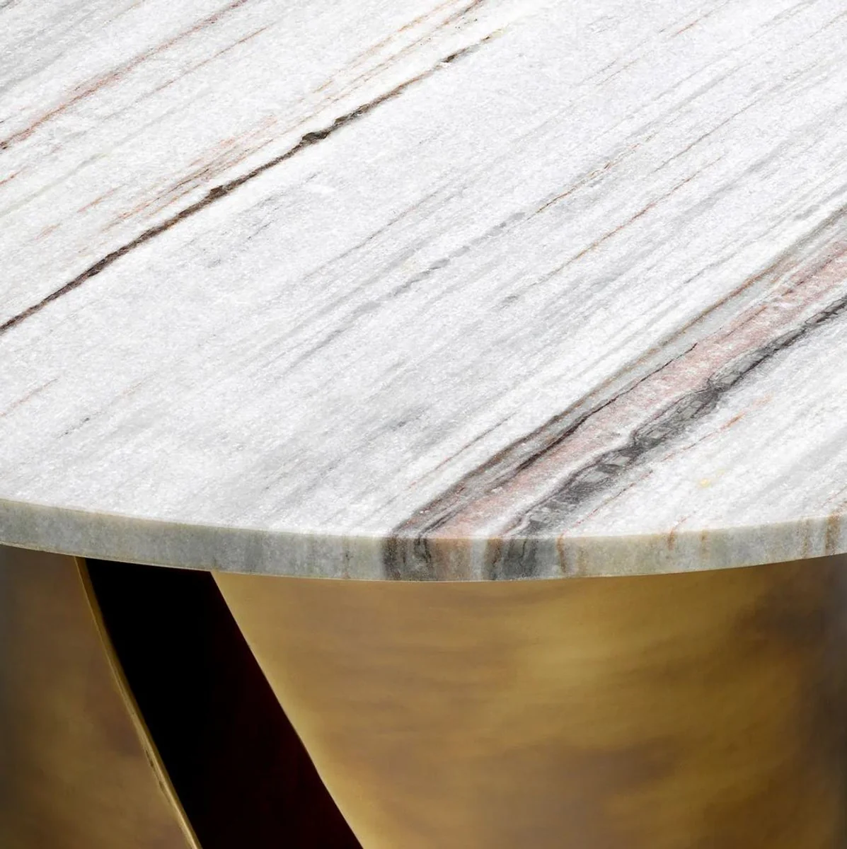 Luxury coffee table with marble top white / vintage brass Ø 79.5 cm