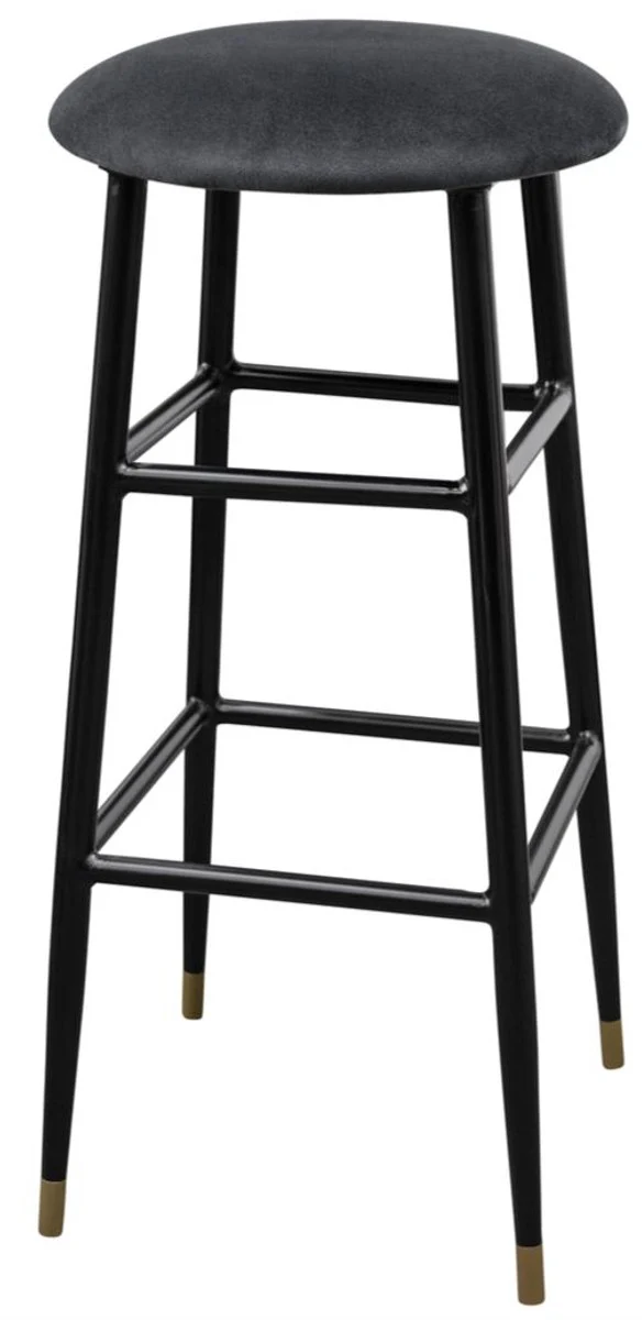 Luxury bar stool anthracite / black Ø 37 x H. 76 cm - bar chair with velvet fabric