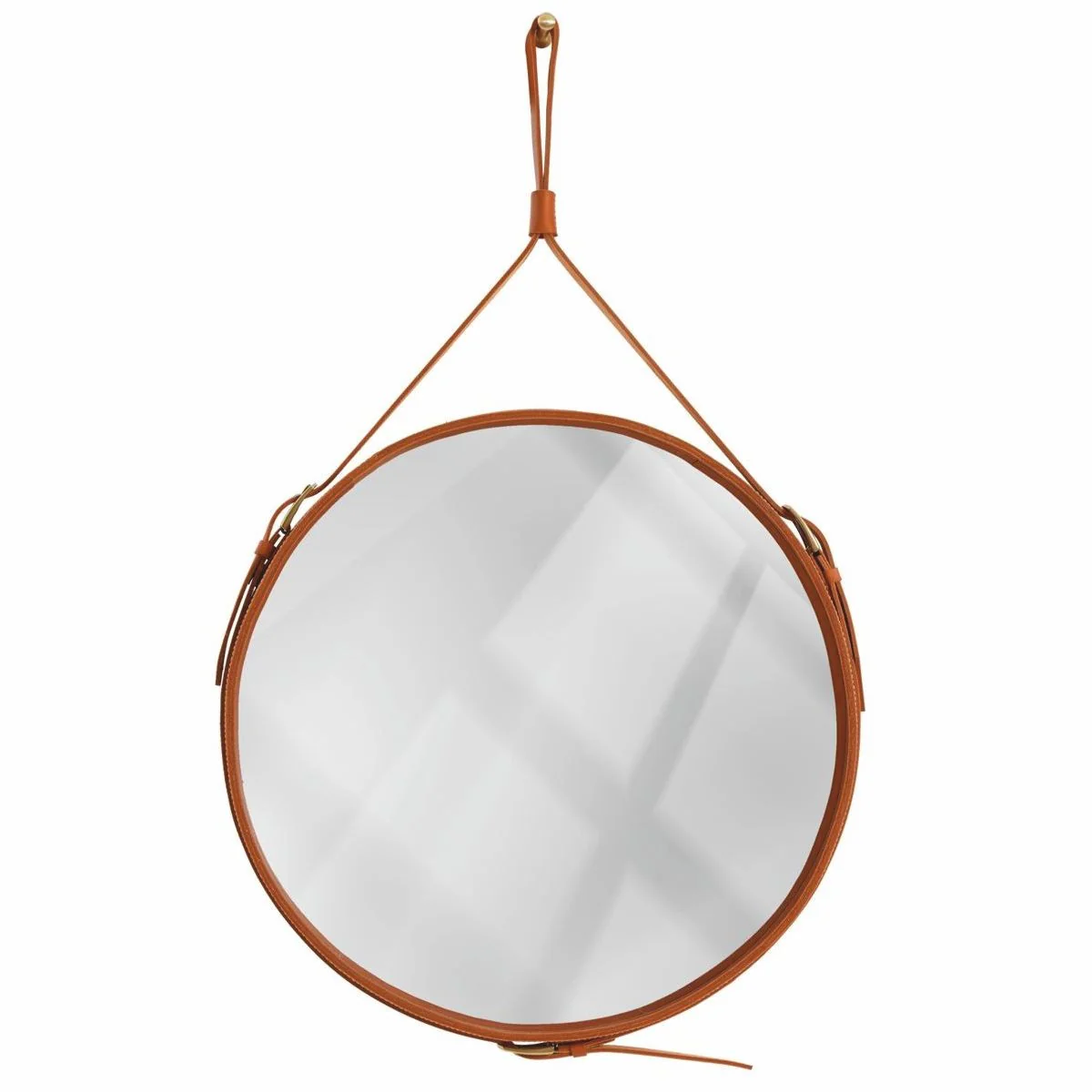 Luxury mirror brown - various sizes - round wall mirror with real leather