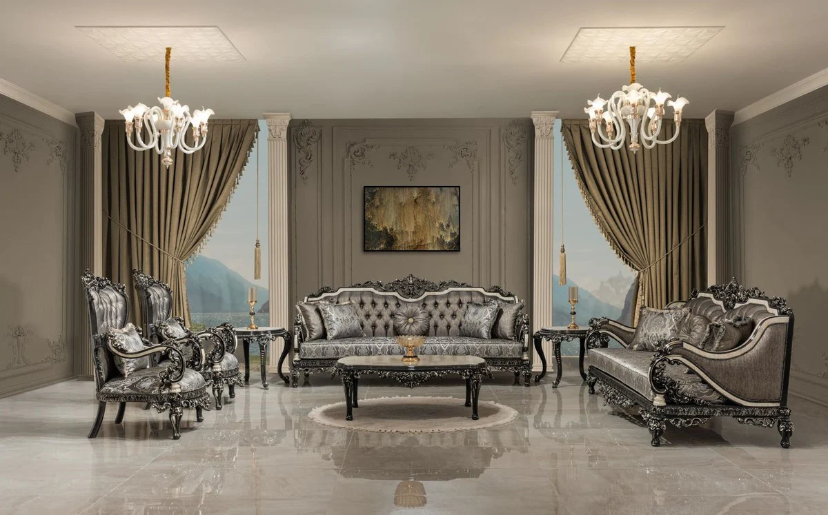 Luxury baroque side table white / beige / black / gold - handmade solid wood table in baroque style - luxury living room furniture in baroque style - baroque furniture - noble & magnificent