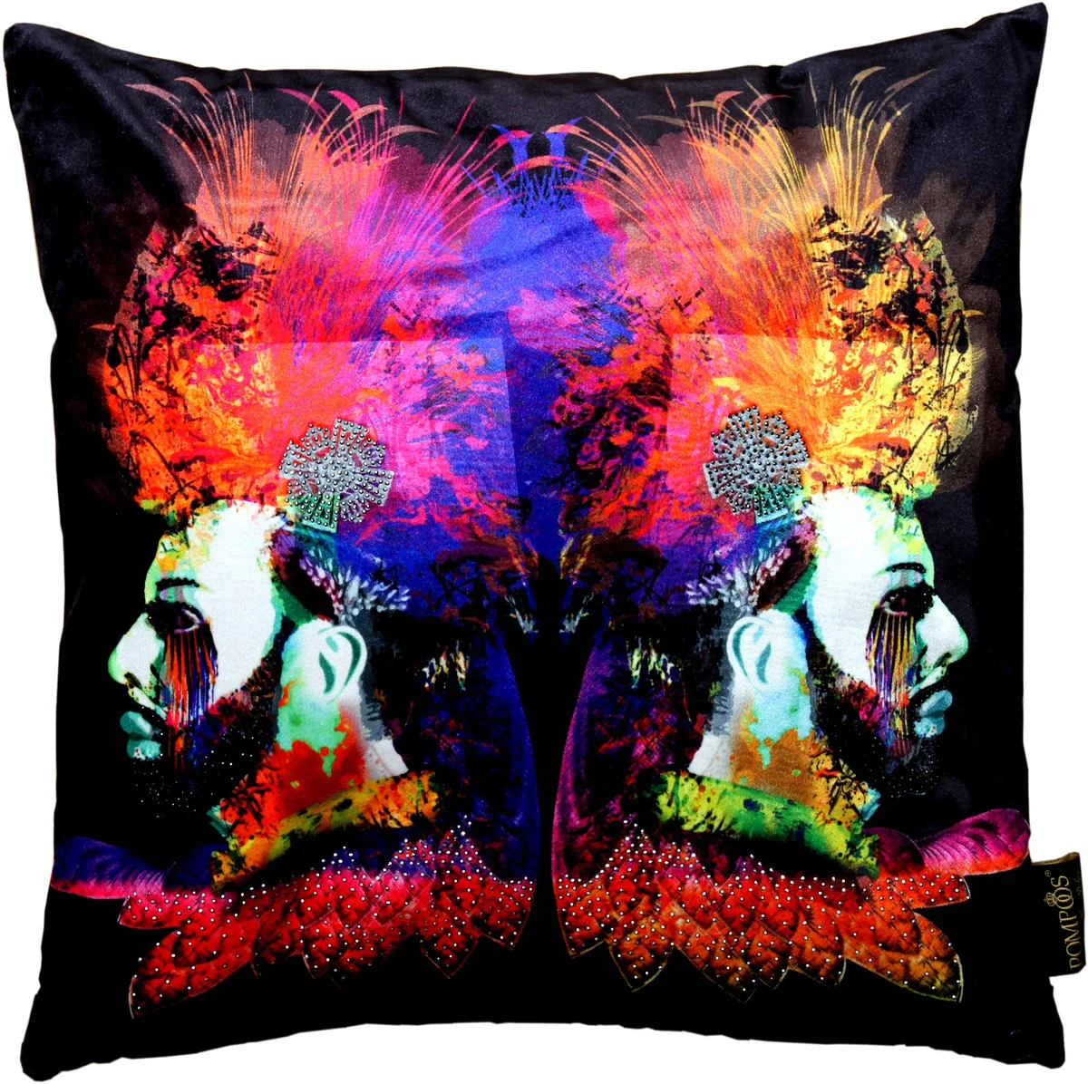 Harald Glööckler designer decorative cushion Pompöös by 2 Faces with rhinestones - Art Collection -