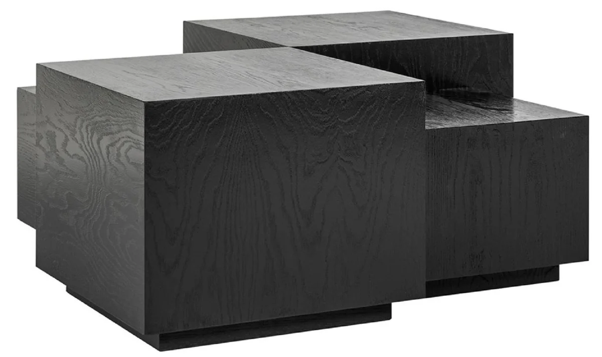 Luxury coffee table set of 4 black 75 x 75 x H. 40 cm - Square solid wood living room table - Living room furniture - Luxury furniture - Luxury furnishings