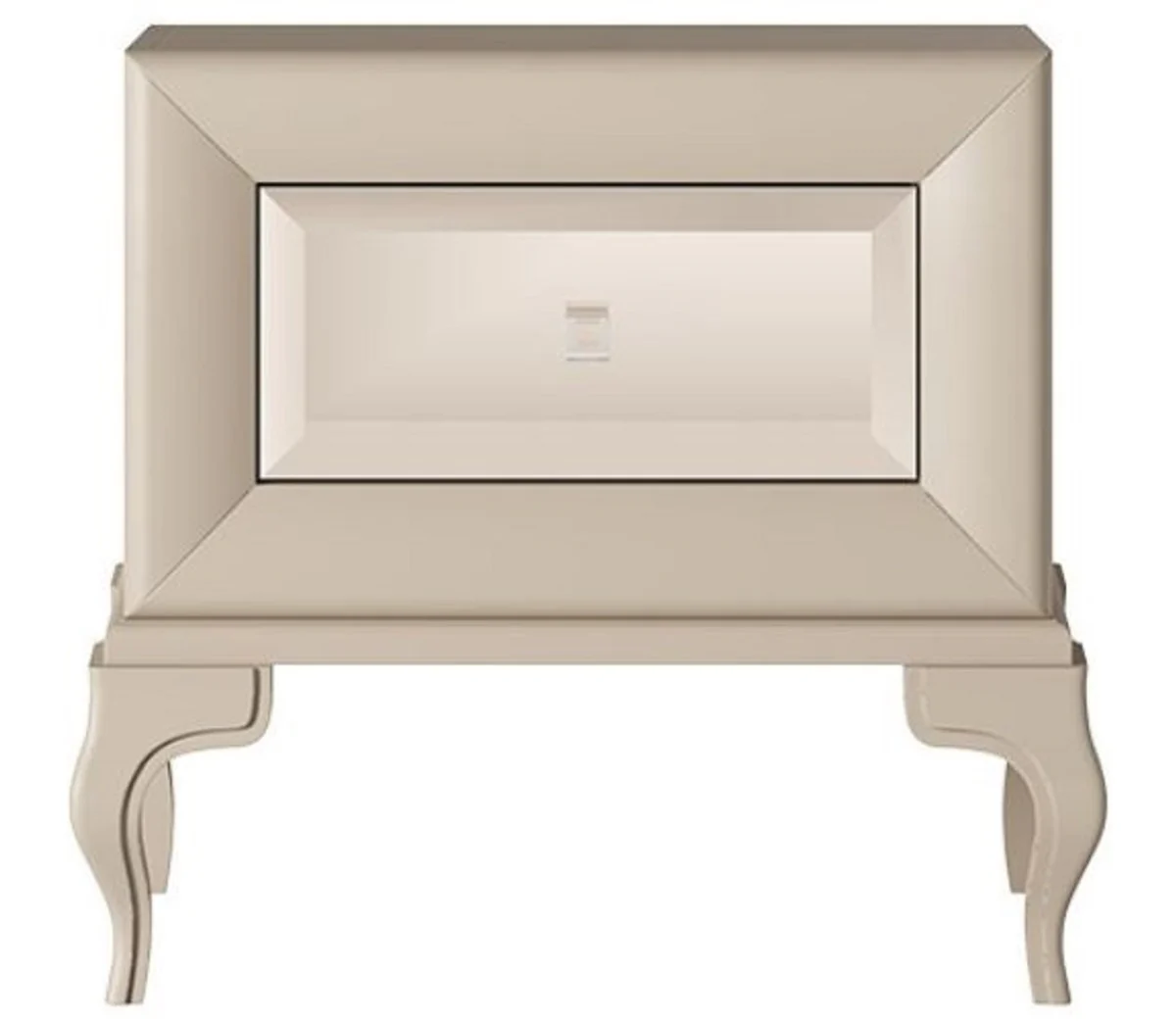 Luxury Art Deco bedside table beige / brown 70 x 42 x H. 65 cm - Mirrored side table with drawer - Luxury bedroom furniture - Luxury Art Deco furniture