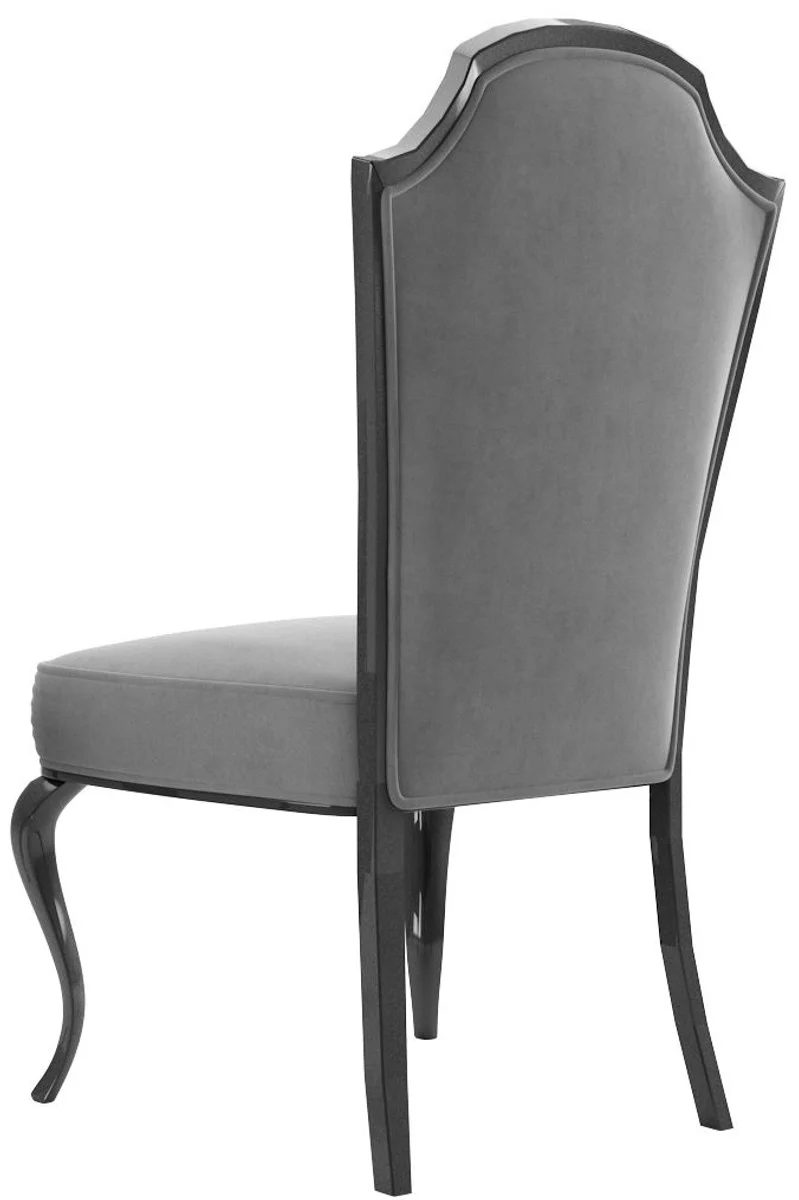 Luxury Baroque Dining Room Chair Set Gray / Black 55 x 53 x H. 113 cm - Baroque Kitchen Chairs Set of 6 - Dining Room Furniture in Baroque Style