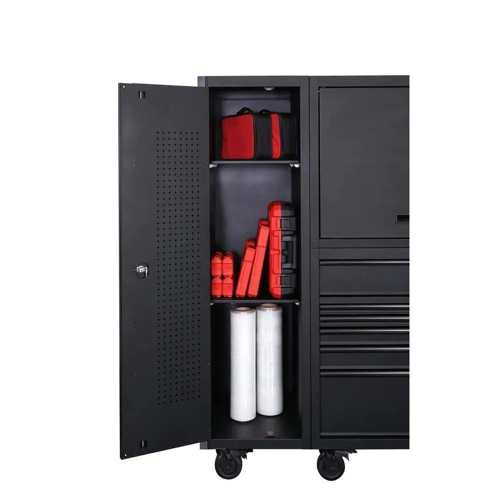 80 in. W 10-Drawer, Deep Combination Tool Chest und Rolling Cabinet Set in Matte Black (3-teilig)