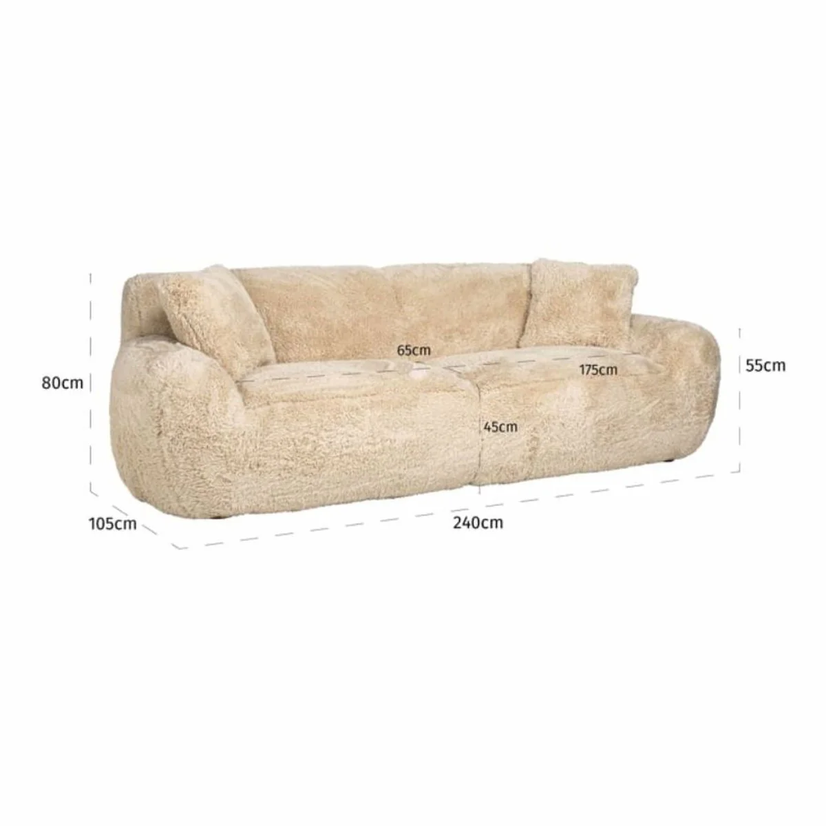 Luxury sofa sand color 240 cm - living room & hotel furniture
