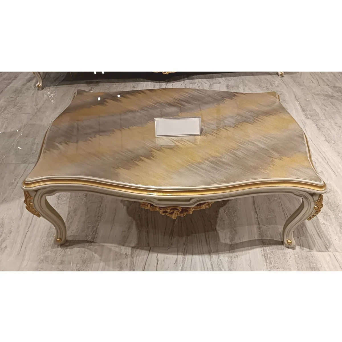 Luxury Baroque Coffee Table Gray / Gold 127 cm - Baroque style living room furniture