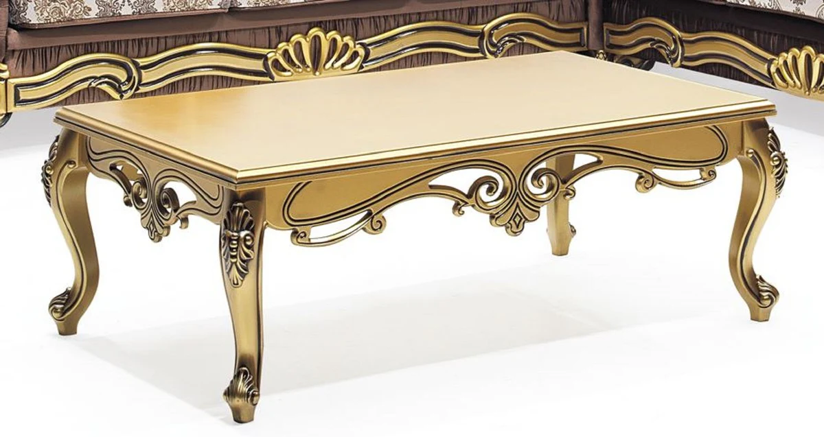 Luxury Baroque coffee table gold - Rectangular solid wood living room table in Baroque style - Baroque furniture - Luxury furniture in Baroque style - Baroque furnishings - Noble & magnificent