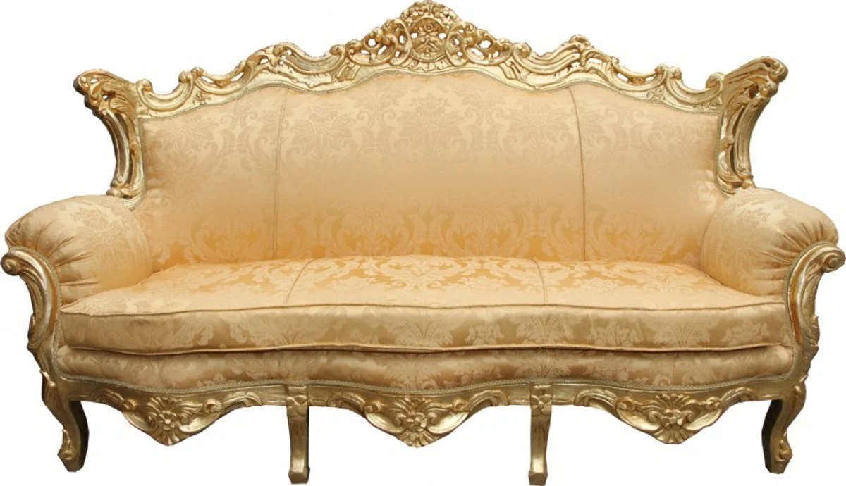 Baroque Sofa Master Gold Flowers Pattern / Gold - Living Room Couch Furniture Lounge