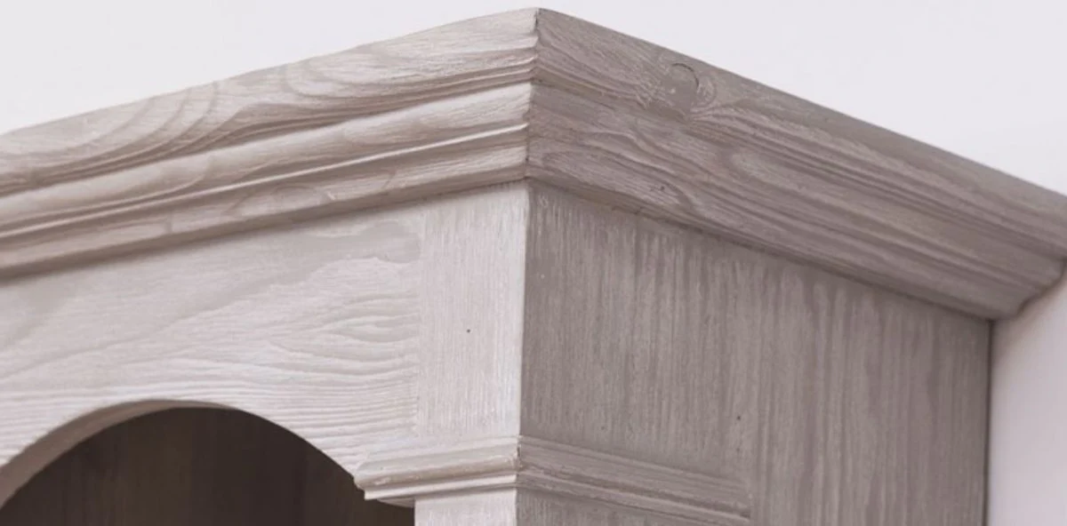 Country house style shelf cabinet light gray 50 x 33 x H. 190 cm - solid wood cabinet with 4 shelves and drawer - country house style furniture