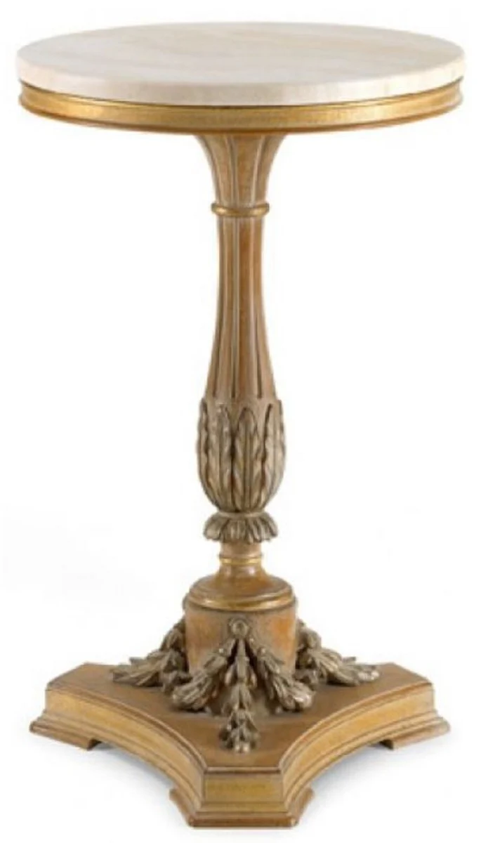 Luxury Baroque side table antique brown / cream - Magnificent solid wood table with marble top - Luxury furniture in Baroque style - Baroque furniture - Luxury quality - Made in Italy