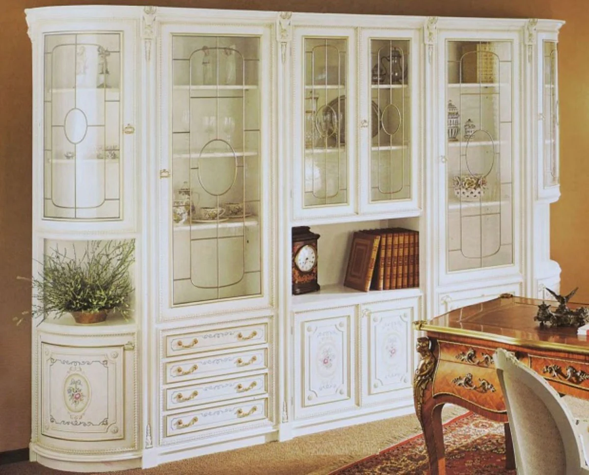 Luxury Baroque Cabinet White / Multicolored / Gold - Living Room Cabinet in Baroque Style - Baroque Living Room Furniture - Luxury Quality - Made in Italy