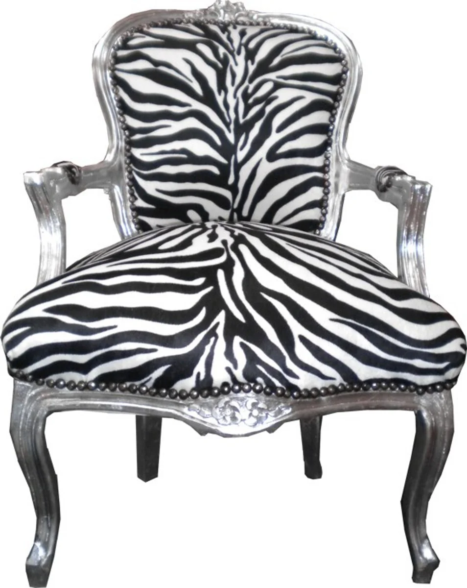 Baroque salon chair zebra / silver