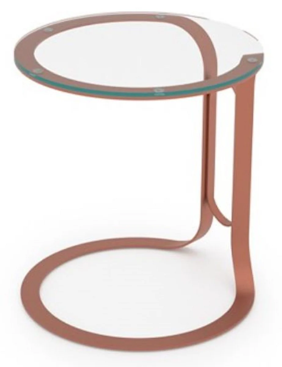 Luxury side table copper Ø 40 x H. 50 cm - Round table with glass top - Living room furniture - Hotel furniture - Luxury furniture