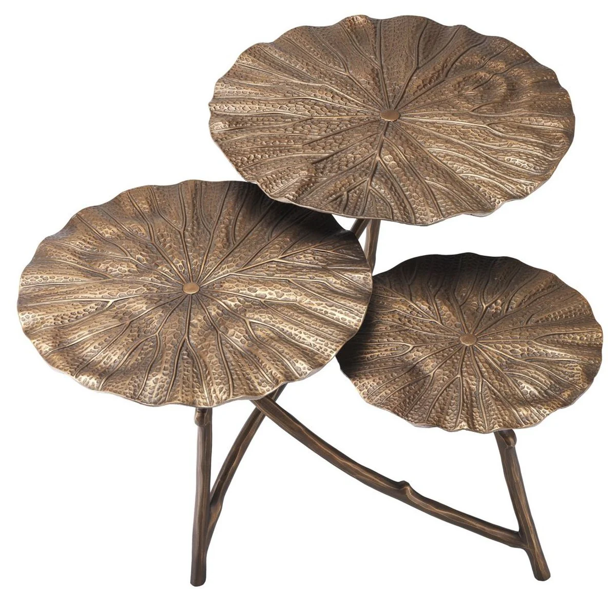 Designer side table antique brass 76 x 62 x H. 47 cm - aluminum table with 3 tabletops - luxury living room furniture