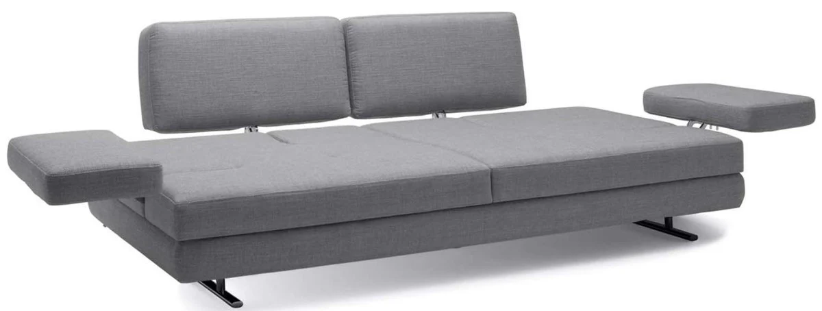 Luxury living room sofa with folding armrests gray 218 x 108 x H. 81 cm - Luxury Furniture