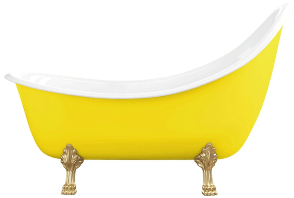 Art Nouveau bathtub yellow / white / gold 180 cm - freestanding retro style bathtub