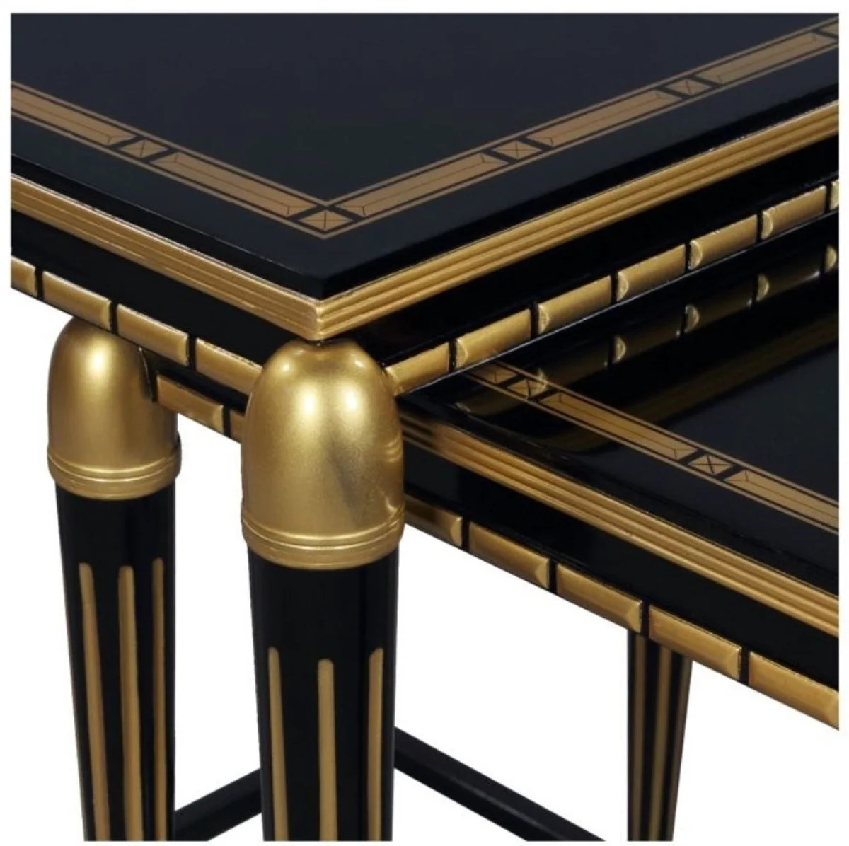 Luxury living room side table set black / gold 45 x 45 x H. 54 cm - Luxury Furniture