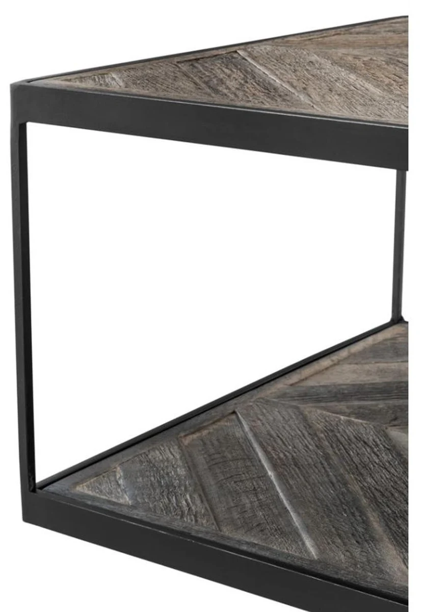 Designer side table made of galvanized steel and weathered oak - luxury collection