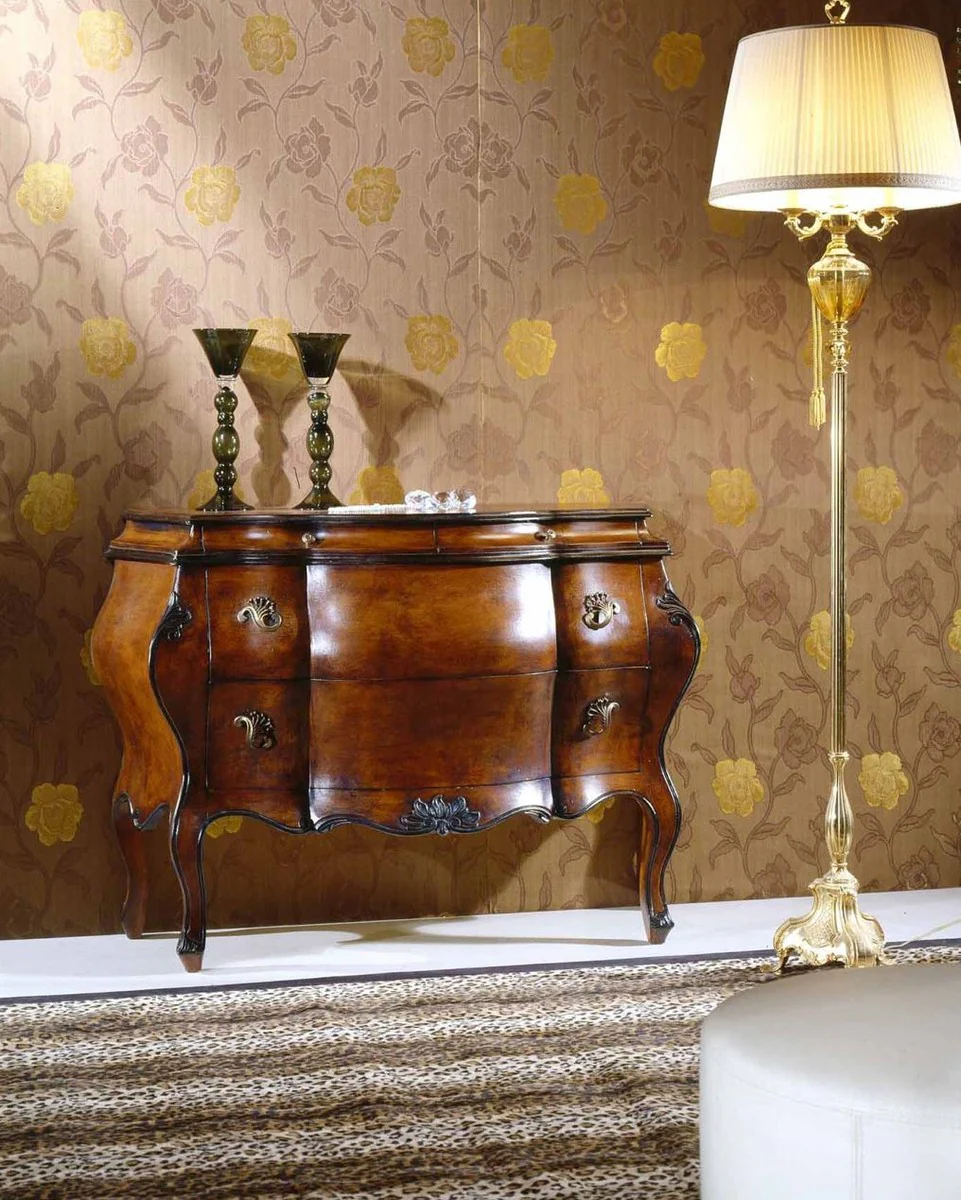 Luxury Baroque chest of drawers brown / black - Handmade solid wood chest of drawers with 4 drawers - Luxury bedroom furniture in Baroque style - Baroque furniture - Luxury quality - Made in Italy