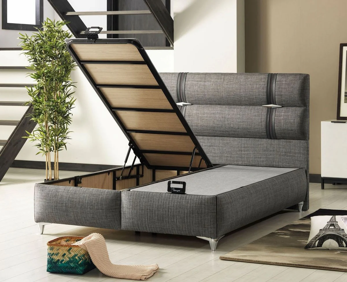 Luxury Double Bed Gray - Modern Solid Wood Bed - Modern Bedroom & Hotel Furniture - Luxury Collection