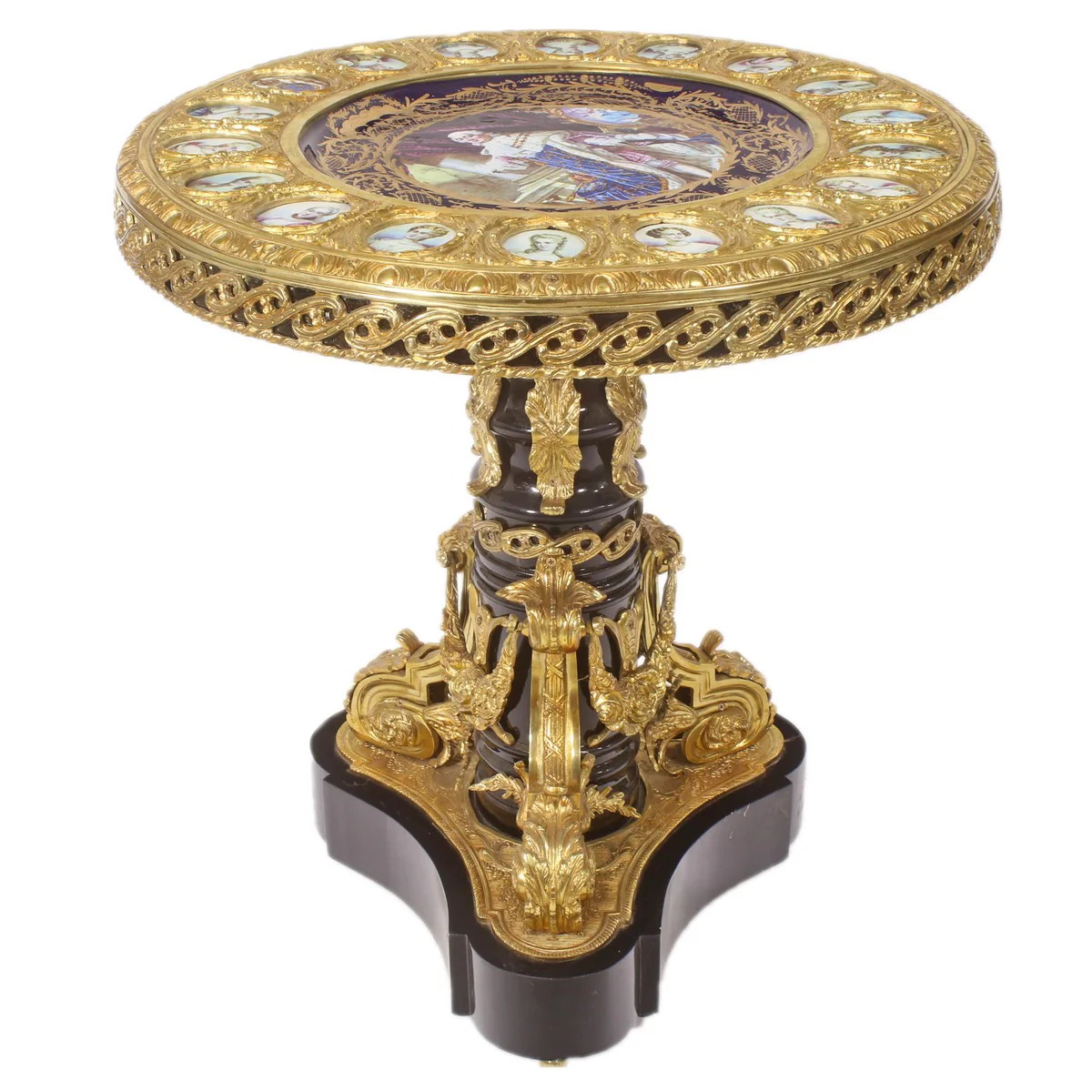 Baroque side table brown / red / gold diameter 78cm, height 83 cm handmade, hand-painted - limited edition