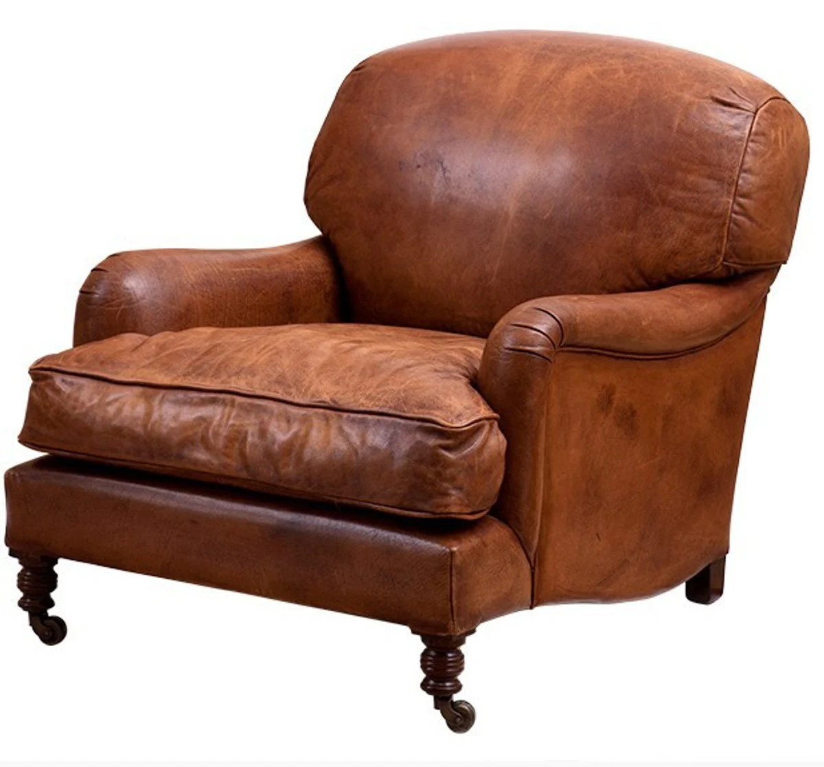Chesterfield Luxury Real Leather Wing Chair Vintage Leather Cigar Brown from - Club Armchair