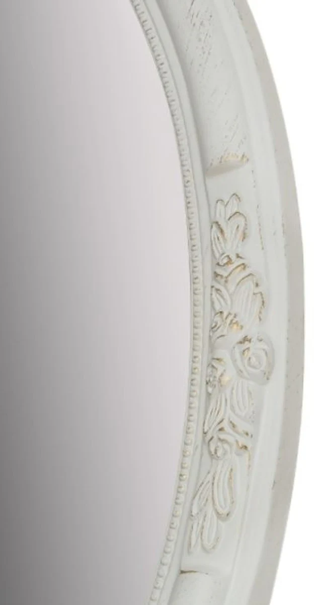 Barock Spiegel Weiß 57 x H. 77 cm - Ovaler Barock Wandspiegel mit Holzrahmen