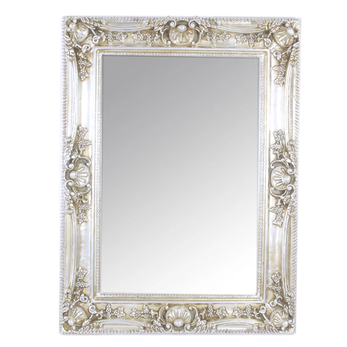 Baroque wall mirror silver with patina height 130 cm, width 96 cm - noble & magnificent