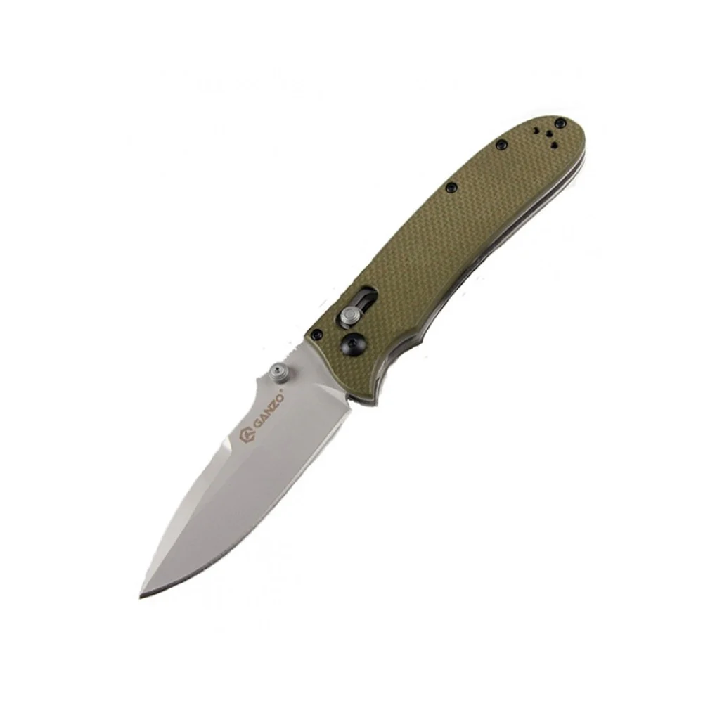 Navaja plegable de bolsillo Ganzo F704 KNIFE acero – verde camu