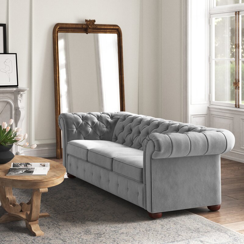 Alena 91.25 Samt gerollt Arm Chesterfield Sofa