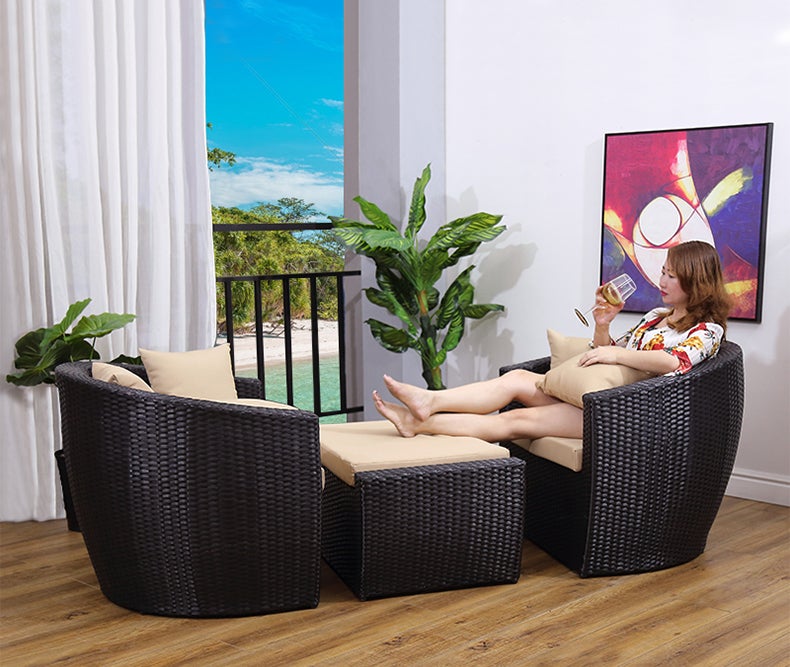 Lounger Outdoor Rattan Sofa Liegebett Balkon Villa Outdoor PE Rattan Stühle Sets