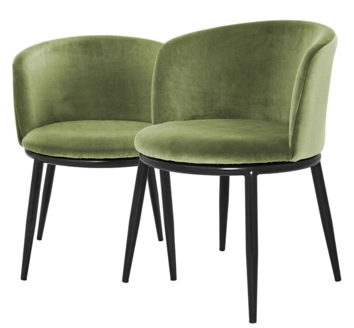 Luxury dining room chair set light green / black 57 x 57 x H. 74 cm - Dining room furniture