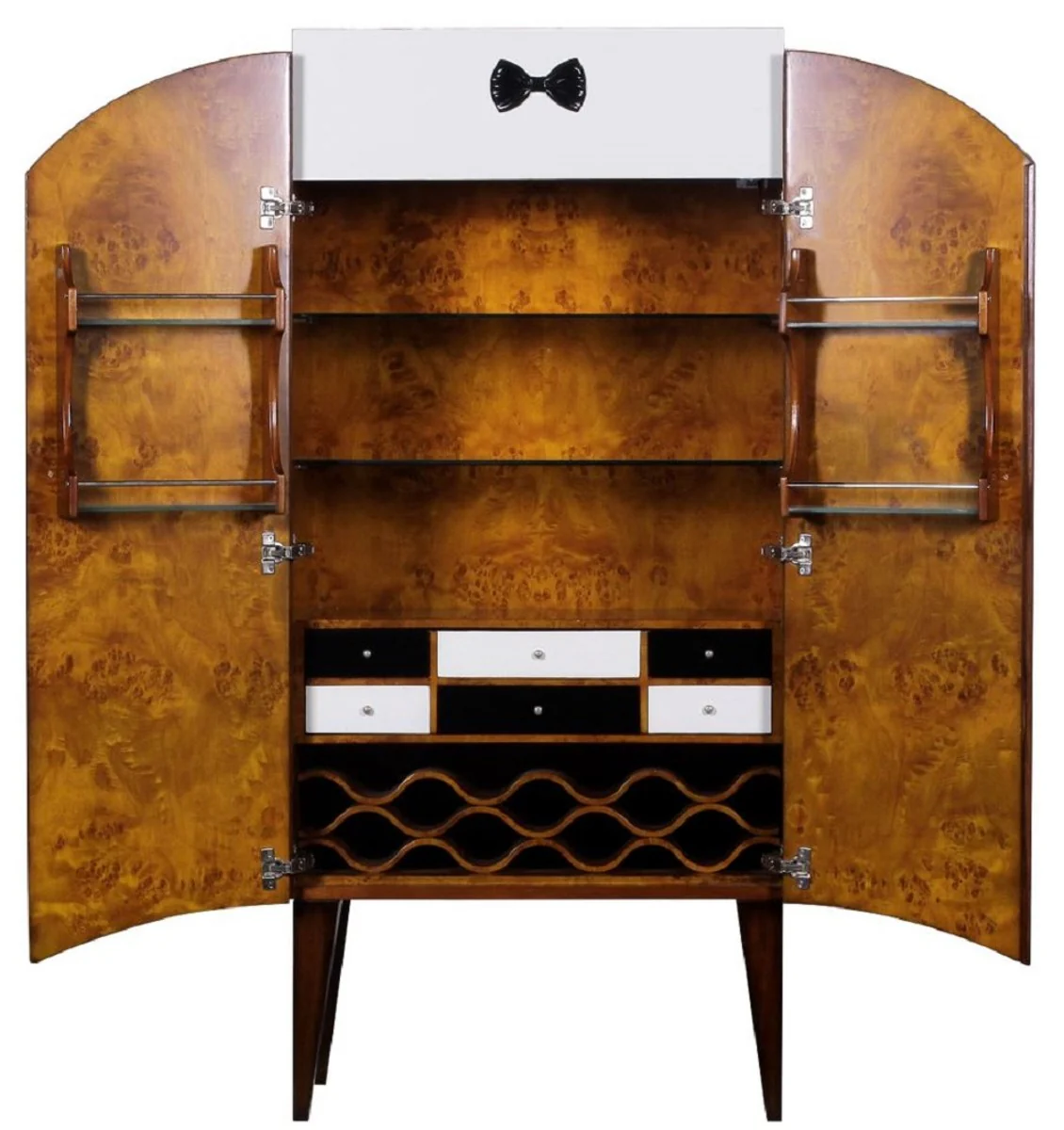 Luxury Art Deco bar cabinet brown / white / black 80 x 45 x H. 170 cm - solid wood wine cabinet - bar furniture - hotel furniture - luxury quality