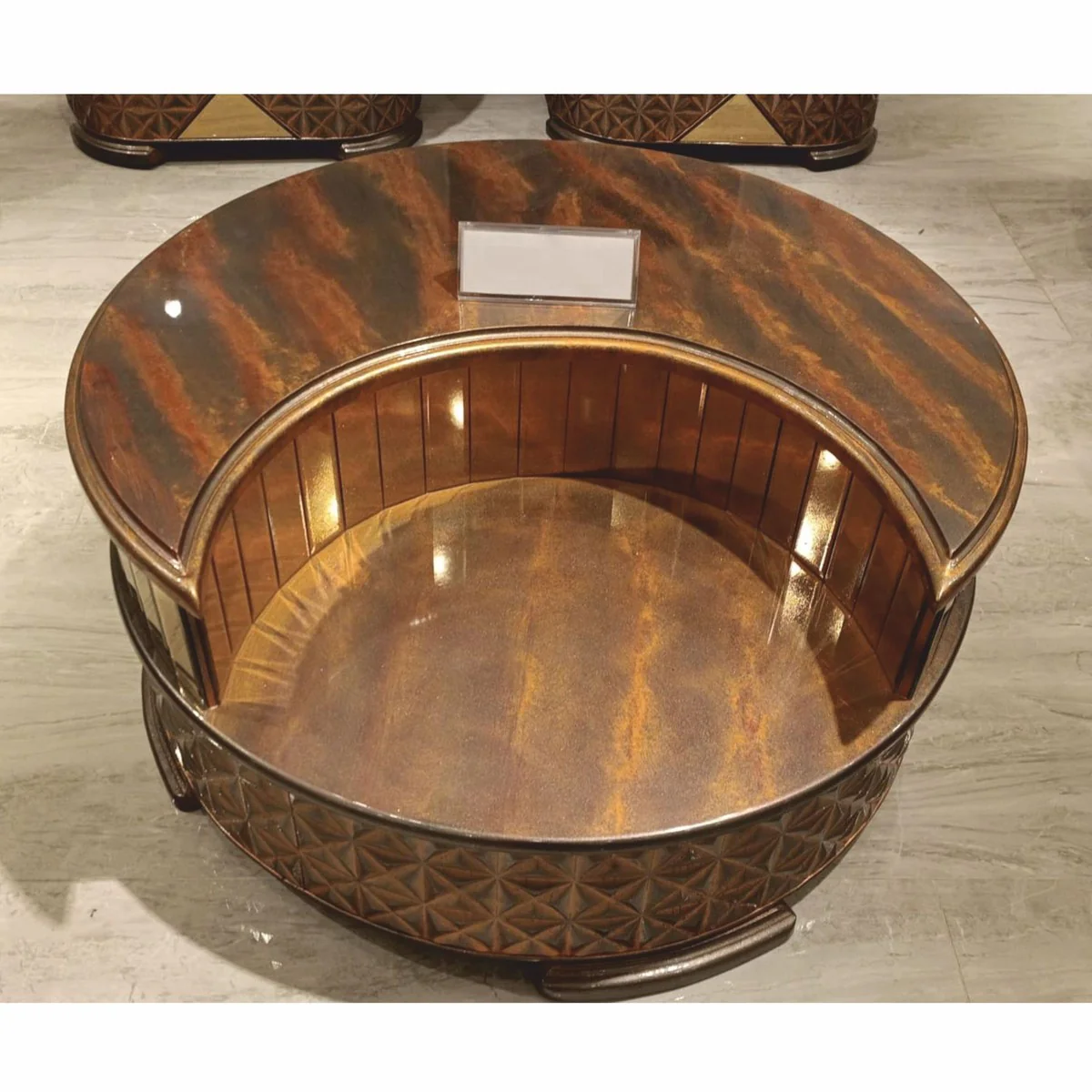 Luxury Art Deco coffee table copper / gray / gold Ø 104 cm - living room furniture