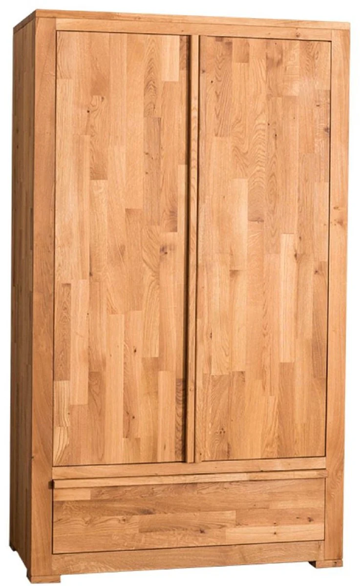 Country house style wardrobe natural colors 110 x 55 x H. 190 cm - oak wood bedroom cabinet with 2 doors and drawer