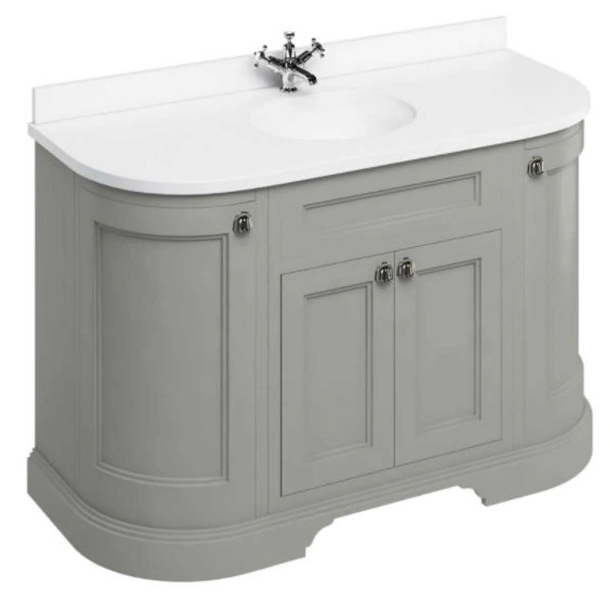 Washing cabinet / vanity unit with marble top and 4 doors 134 x 55 x H. 93 cm