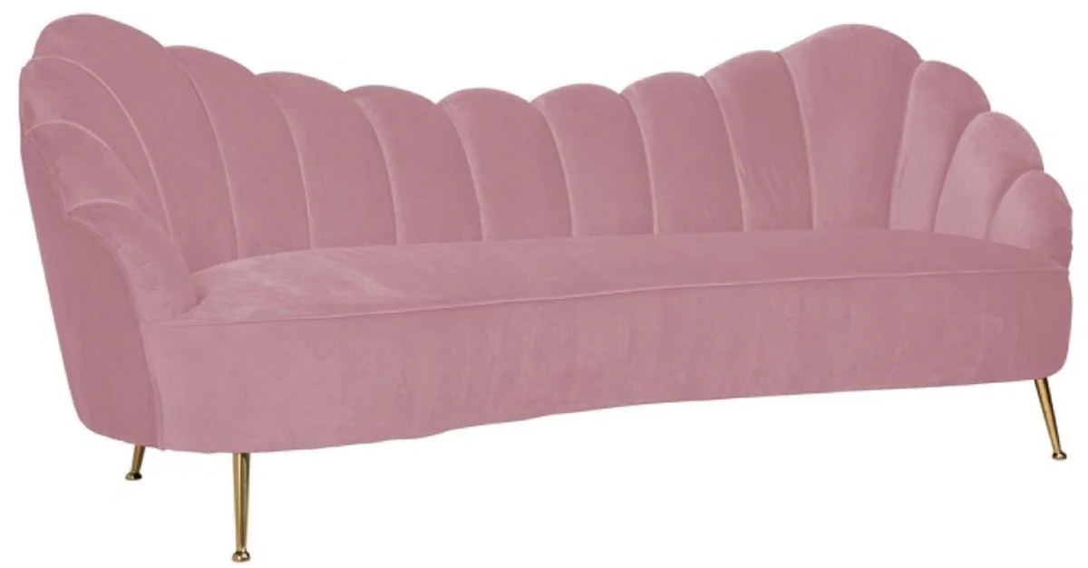 Luxury velvet sofa pink / gold 230 x 94 x H. 90 cm - living room sofa with elegant velvet fabric - living room furniture - luxury furniture - living room furnishings - luxury furnishings