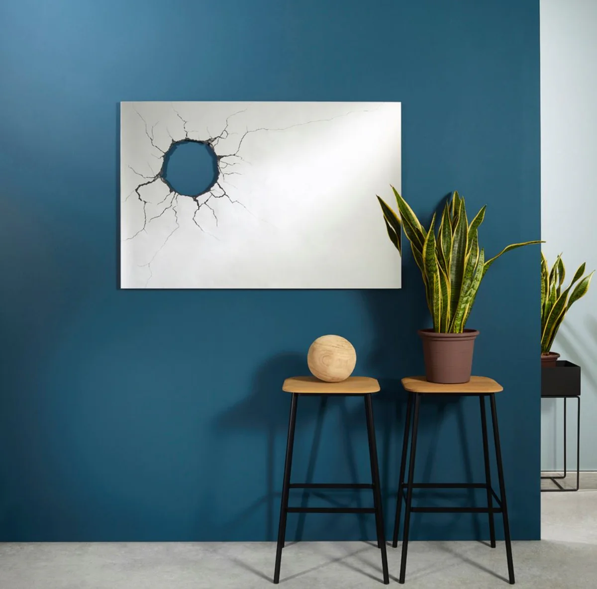 Luxury living room wall mirror 120 x H. 80 cm - designer mirror with hole