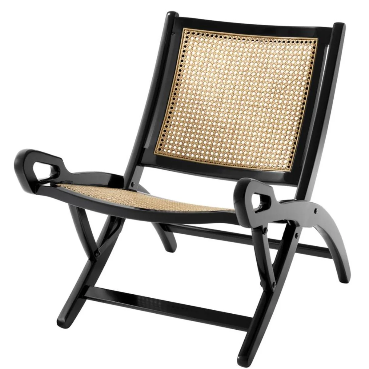 Luxury folding chair natural color / black 55 x 80 x H. 70.5 cm - luxury quality